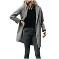 thumbnail image 1 of Herrnalise Jackets For Women Casual Turndown Neck Winter Qutwear Pocket Gradient Solid Hoodless Regular Long Sleeve Shackets For Women 2024 fall Gray,M, 1 of 6