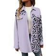 thumbnail image 1 of Herrnalise Jackets For Women Coat Leopard Printed Mid Length Jacket For Woman Shackets For Women 2024 fall Purple,XL, 1 of 7