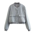 thumbnail image 1 of Herrnalise Jackets For Women Color Large Pocket Flying Jacket Jacket Jacket Shackets For Women 2024 fall Gray,M, 1 of 3