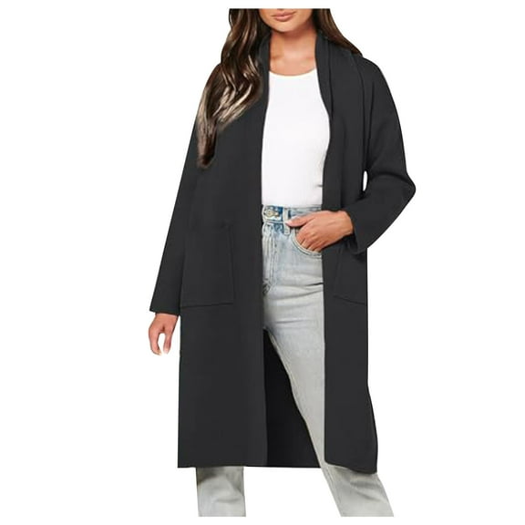 Herrnalise Jackets For Women Fall And Winter Straight Cardigan Button Pocket Coat Shackets For Women 2024 fall Black,XXL