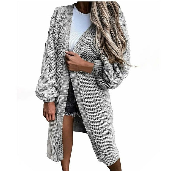 Herrnalise Jackets For Women Fashion Comfortable Cardigan Solid Color Loose Long Sleeve Knitted Coat Large Sweater Women Shackets For Women 2024 fall Gray,M