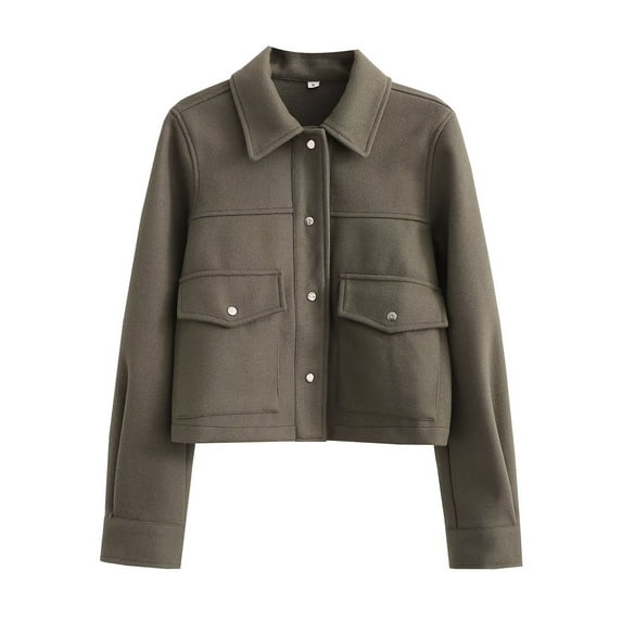 Herrnalise Jackets For Women Fashion Long Sleeve Hoodless Casual Outwear Winter Warm Jacket Army Green,M