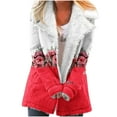 thumbnail image 1 of Herrnalise Jackets For Women Fashion Long Sleeve Pocket Plush Button Coat Shackets For Women 2024 fall Red,L, 1 of 5