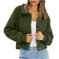 thumbnail image 1 of Herrnalise Jackets For Women Fashion Long Sleeve Soild Warm Outwear Short Coats Casual Tops Shackets For Women 2023 fall Army Green,L, 1 of 9
