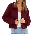 thumbnail image 1 of Herrnalise Jackets For Women Fashion Long Sleeve Soild Warm Outwear Short Coats Casual Tops Shackets For Women 2023 fall Wine,S, 1 of 9