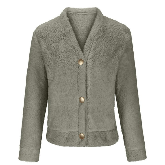 Herrnalise Jackets For Women Fashion Solid Pocket Color Jacket Plush Long Sleeves Lapel Coat Shackets For Women 2024 fall Green,XXXL