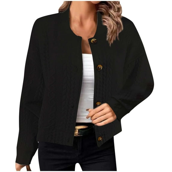 Herrnalise Jackets For Women Fashion Tops Long Sleeve Solid Blouse Button Outwear Sweatshirt Coat Shackets For Women 2024 fall Black,XL