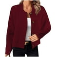 thumbnail image 1 of Herrnalise Jackets For Women Fashion Tops Long Sleeve Solid Blouse Button Outwear Sweatshirt Coat Shackets For Women 2024 fall Wine,S, 1 of 5