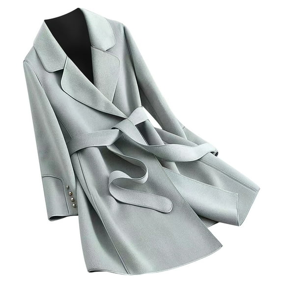 Herrnalise Jackets For Women Fashion Woolen Coat Girl Mid Length Style Woolen Coat Woolen Coat Shackets For Women 2024 fall Sky Blue,XXL