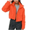 thumbnail image 1 of Herrnalise Jackets For Women Fashion Zipper Coat Long Jacket Winter Long Sleeve Short Down Cotton Shackets For Women 2023 fall Orange,M, 1 of 8