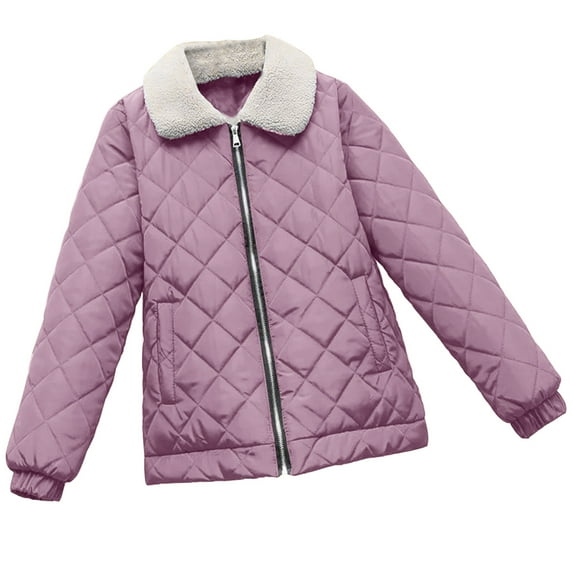 Herrnalise Jackets For Women Fashion Zipper Long Sleeve Down Cotton Jacket Cotton Solid Color Jacket Shackets For Women 2024 fall Purple,XXXXL