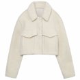 thumbnail image 1 of Herrnalise Jackets For Women Fleece Pocket Decoration Short Jacket Beige,XS, 1 of 4