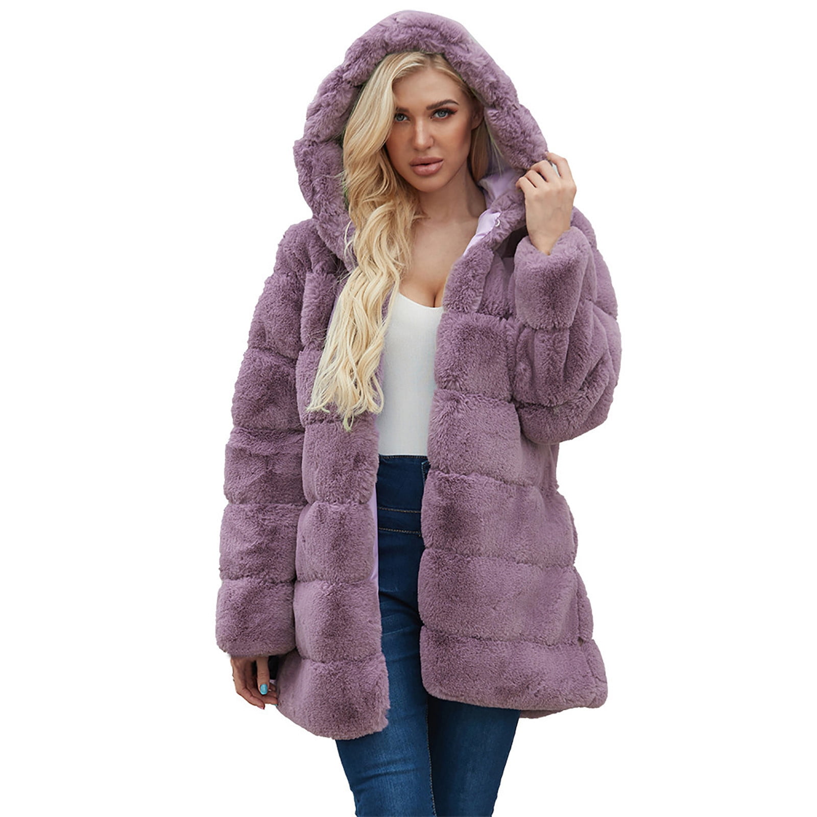 Herrnalise Women's Faux Fur Coat Shearling Fluffy Fuzzy