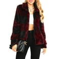 thumbnail image 1 of Herrnalise Jackets For Women Lapel Long Sleeved Loose Plaid Sweater Casual Coat Shackets For Women 2024 fall Red,XXL, 1 of 8
