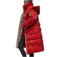 thumbnail image 1 of Herrnalise Jackets For Women Long Sleeved Woolen Cotton Jacket Pocket Zipper Medium Length Hooded Jacket Shackets For Women 2023 fall Red,M, 1 of 3