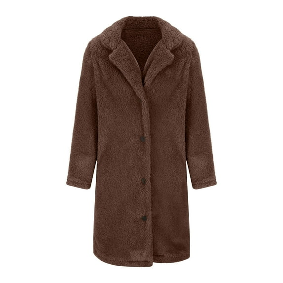 Herrnalise Jackets For Women Loose And Winter Wool Long Sleeved Lapel Wool Medium Long Coat Shackets For Women 2024 fall Coffee,XXXXXL
