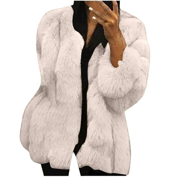 Herrnalise Jackets For Women Plus Size Winter Warm Loose Stand Collar Hair Plush Jacket Coat Shackets For Women 2024 fall White,XL