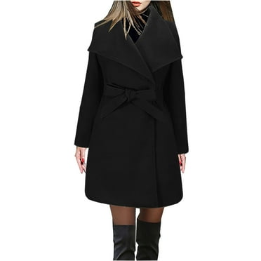 Herrnalise Jackets For Women Solid Color Lapel Pocket Button Long Woolen Coat Jacket Cardigan Jacket Shackets For Women 2024 fall Black,L