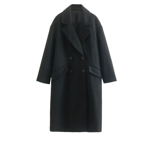 Herrnalise Jackets For Women Solid Loose Double Breasted Fashion Coat Coat Shackets For Women 2024 fall Black,XS