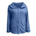 thumbnail image 1 of Herrnalise Jackets For Women Solid Zip Pocket Hooded Top Coat Shackets For Women 2024 fall Blue,L, 1 of 4