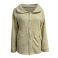 thumbnail image 1 of Herrnalise Jackets For Women Solid Zip Pocket Hooded Top Coat Shackets For Women 2024 fall Khaki,L, 1 of 4