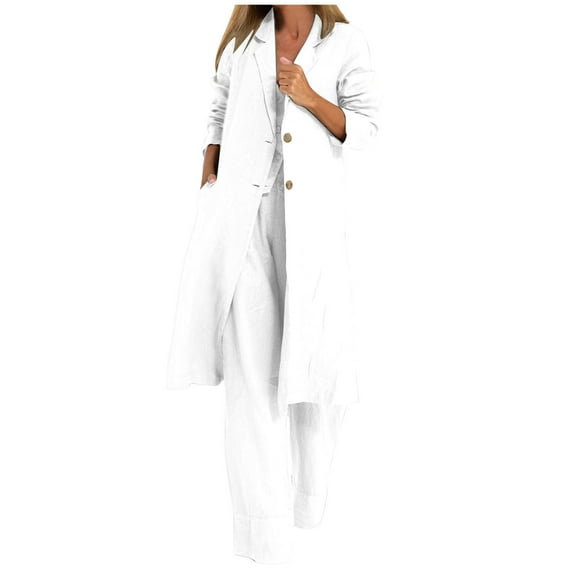 Herrnalise Jackets For Women V-neck Straight Long Sleeved Pocket Windbreaker Cardigan Jacket Shackets For Women 2024 fall White,S