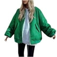 thumbnail image 1 of Herrnalise Jackets For Women Warm And Loose Fitting Cotton Jacket Casual Top Jacket Shackets For Women 2024 fall Green,XL, 1 of 8