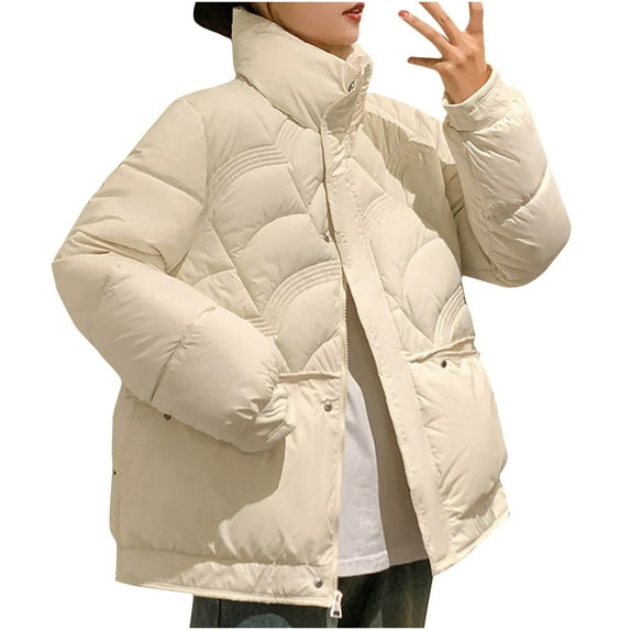Herrnalise Jackets For Women Winter Cotton Jacket With Hood, Waist, And Plush To Overcome Outer Coat Shackets For Women 2024 fall White,XXXL