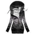 thumbnail image 1 of Herrnalise Jackets For Women Winter Fashion Sweater Zipper Printed Hooded Long Sleeve Shackets For Women 2024 fall Black,M, 1 of 5