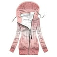 thumbnail image 1 of Herrnalise Jackets For Women Winter Fashion Sweater Zipper Printed Hooded Long Sleeve Shackets For Women 2024 fall Pink,S, 1 of 5