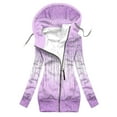 thumbnail image 1 of Herrnalise Jackets For Women Winter Fashion Sweater Zipper Printed Hooded Long Sleeve Shackets For Women 2024 fall Purple,M, 1 of 4