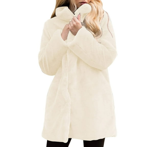 Herrnalise Jackets For Women Winter Solid Faux Coat Warm Casual Long Jacket Long Sleeve Outerwear Shackets For Women 2024 fall Beige,XXXL