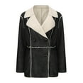 thumbnail image 1 of Herrnalise Jackets For Women Fashion Lapel Casual Pocket Plush Botton Suede Jacket Long Sleeve Hoodies Casual Outwear Shackets For Women 2024 fall Black,XXL, 1 of 9