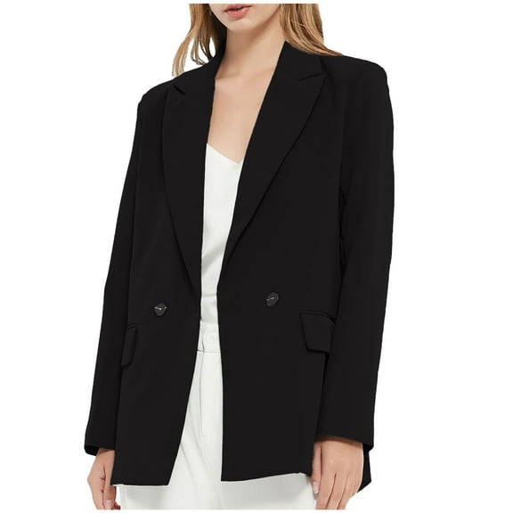 Herrnalise Jackets For Women Fashion Solid Color Long Sleeve Button Suit Coat Long Sleeve Hatless Casual Coat/Jacket Shackets For Women 2024 fall Black,S