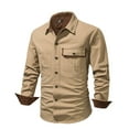 thumbnail image 1 of Herrnalise Jackets for Men Casual Dress Shirt Button Down Shirts Long-Sleeve Denim Work Shirt Single-Breasted Turn Down Collar Jacket Khaki, 1 of 9