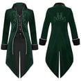 thumbnail image 1 of Herrnalise Jackets for Men Solid Halloween Long Sleeve Turndown Suede Tuxedo Stage Costume Jacket Coat Green, 1 of 4