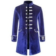 thumbnail image 1 of Herrnalise Jackets for Men Solid Long Sleeve Steampunk Vintage Velvet Uniform Stand Collar Cardigan Jacket Blue, 1 of 3