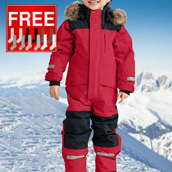 Herrnalise Kids Girls Boys Ski Suits Jumpsuits Waterproof Windproof One Piece Snowsuits Winter Warm Outdoor Jackets Coats For 9M-14Y