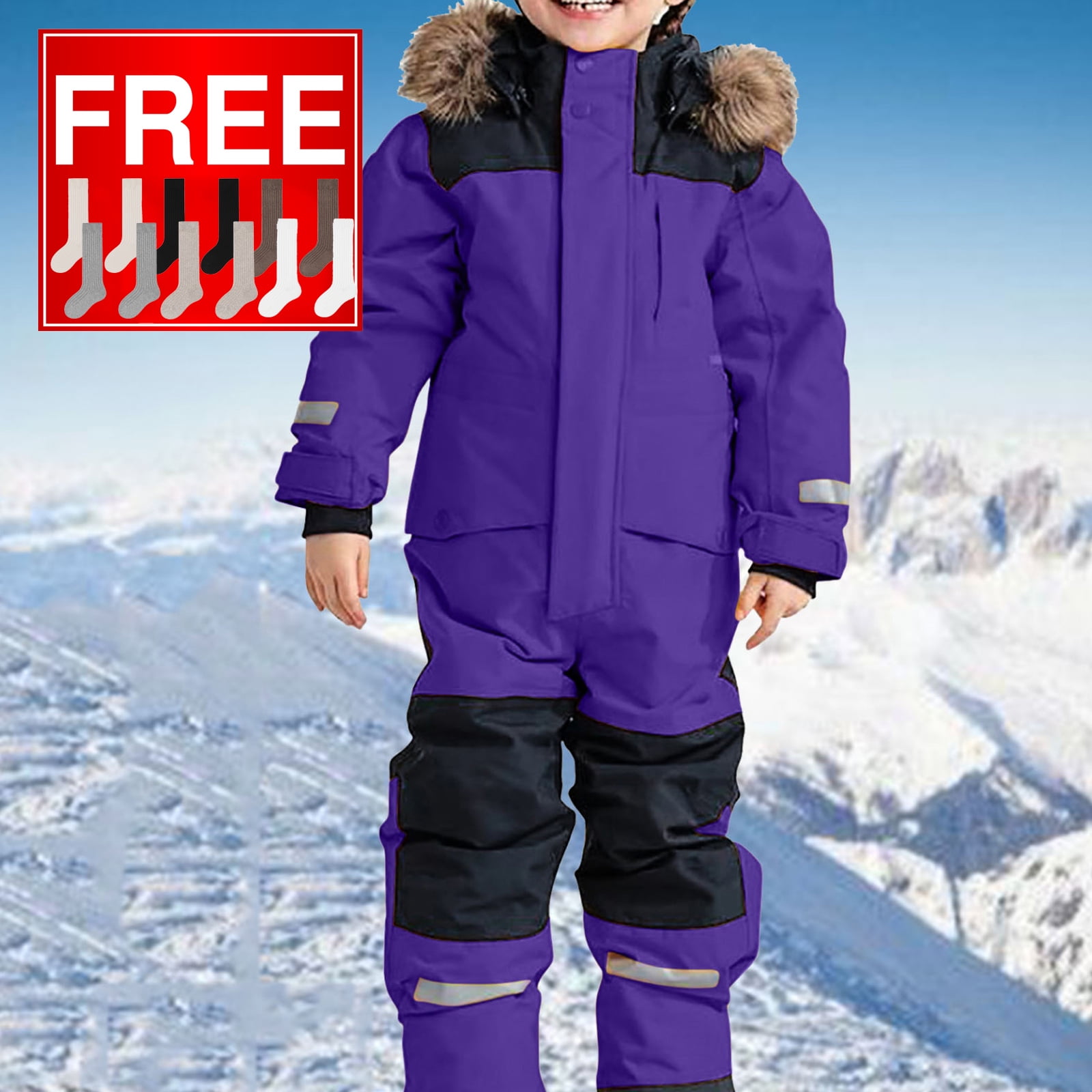 Premium Unisex Kids Ski Suit Waterproof Hooded For 7 to 13 main image 1