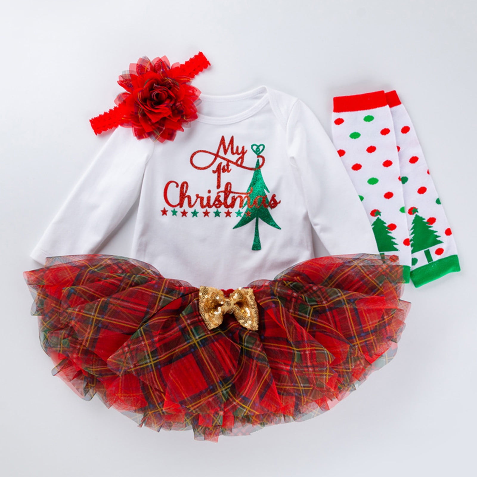 Herrnalise Kids Girls Clothes Christmas Dress Red Plaid Black Mesh ...