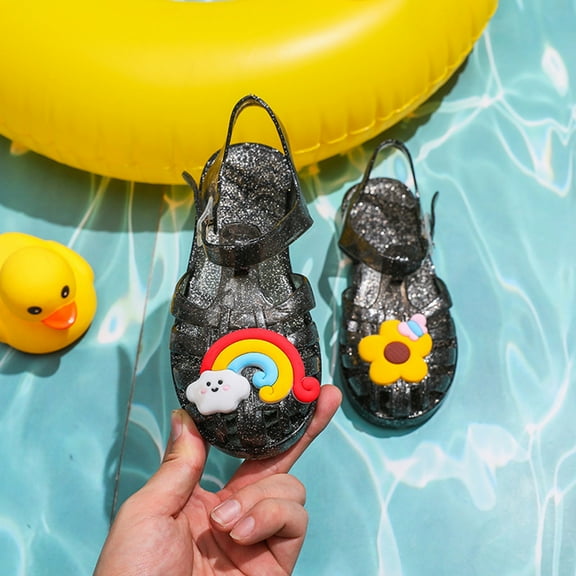 Herrnalise Kids Jelly Sandals, 2024 Unisex Kids Baby CuteRainbow Floral Jelly Shoes, Girls Boys Sandals Summer Shoes for Kids Toddler Shoes Gender Neutral Sandals