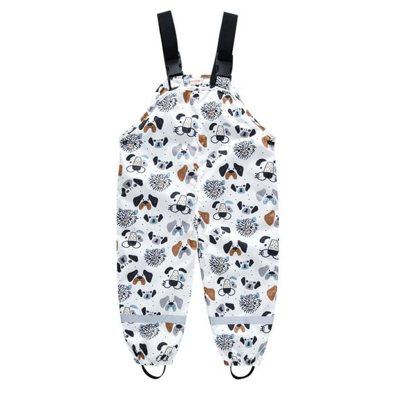 Herrnalise Kids Waterproof SuspenderRain Pant Boys Girls Cartoon Lightweight Windproof OutdoorRain Bib