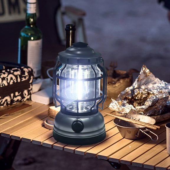 Herrnalise LED Camping Lantern, USB Rechargeable Lantern , Vintage Portable Camping Lights & Lanterns, Lanterns for Power Outages, Hurricane, Emergency, Fishing, Home and More(Silver)