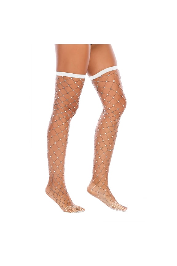 Lace Top Fishnet Thigh High Stockings - Stockings for Women Antiskid Silicone Stay Up Sheer Pantyhose