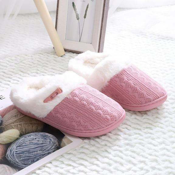 Herrnalise Ladies Memory Foam Slippers Non-slip Rubber Bottom Ladies Home Slippers Warm Plush Lining Bedroom Comfortable Home Shoes Girls Shoes