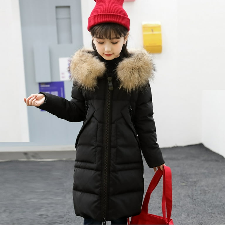 Herrnalise Ladies Solid Color Wool Collar Hoodie Multi Pocket Cuff Sleeve Long Warm Button Zipper Two Type Cotton Jacket