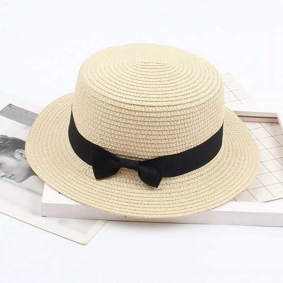 Herrnalise Ladies Women's Summer Solid Top Hat Sun Visor Sun Straw Beach Hat