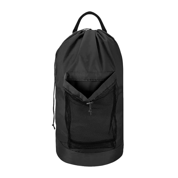 Herrnalise Laundry Backpack with Shoulder Straps and Mesh Pocket Durable Nylon Clothes Hamper Bag with Drawstring Closure for College, Travel,Laundromat, Apartment