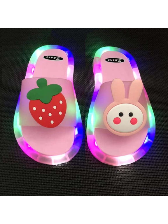 Led Happy Slippers For Summer Children's Cartoon Cute Sandals Shining Walking Artifact Flash picks