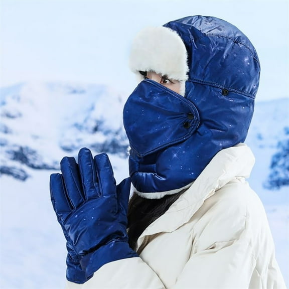 Herrnalise Lei Feng Hat Winter Mask Outdoor Thickened Thermal Apparatus Ski Hat Elderly Ear Protective Hat Gloves Neck Protective Lei Feng Hat Winter Hat Woman